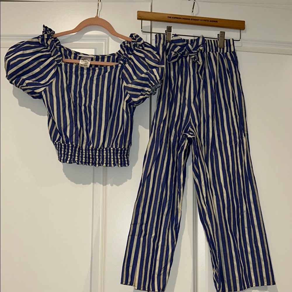 Striped Blue and White Women's Jumpsuit
